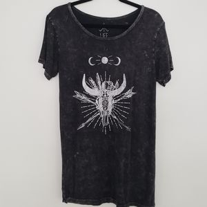 Witchy Dark Grey Tee Moon, Skull, Bow & Arrow